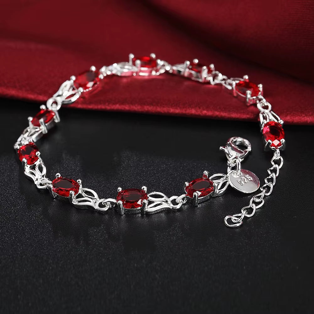 Axon Vintage Oval Ruby Gemstone Bracelet