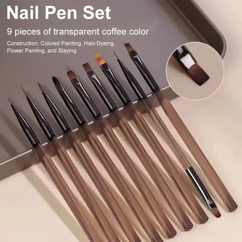 Axon UV Gel Nail Brush Liner | 9Pcs