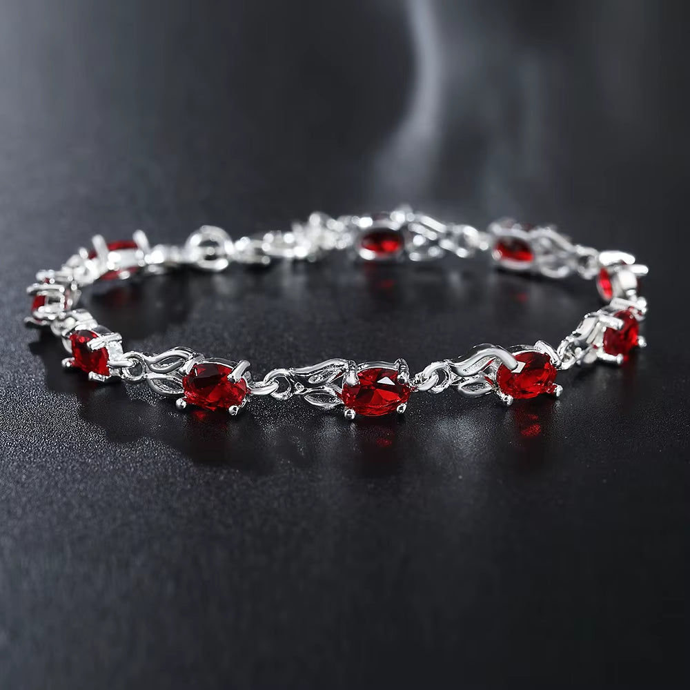 Axon Vintage Oval Ruby Gemstone Bracelet